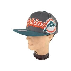 Miami Dolphins Mitchell Ness Gray Green Embroidered Logo Wool Blend Snapback Hat